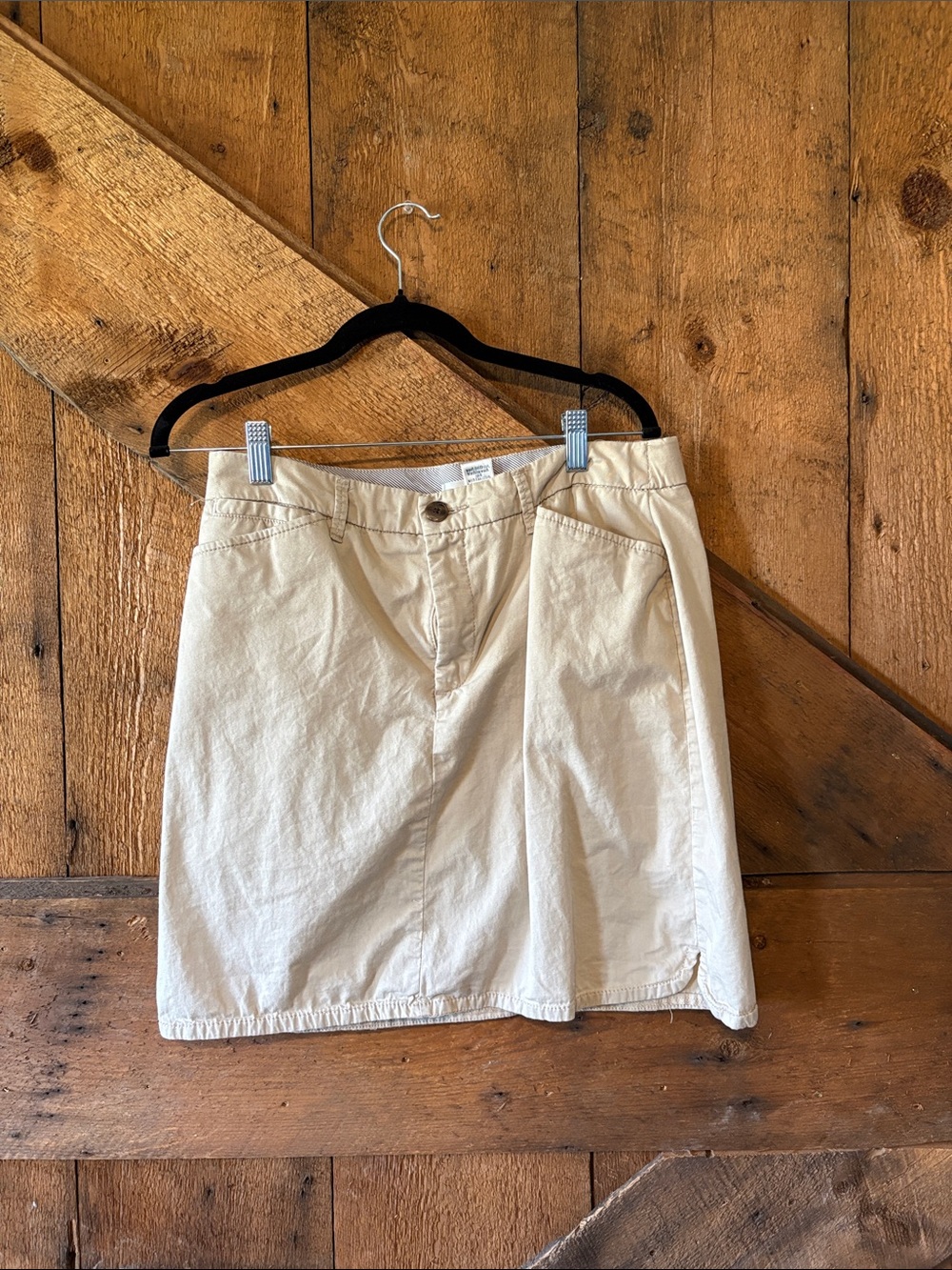 Khaki Cotton Skort with Front Pockets